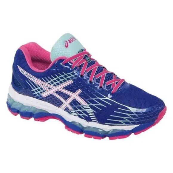 Excellent Asics GEL Nimbus 17 Womens 7.5 Royal Blue Magenta White 39 EUR - Picture 2 of 7